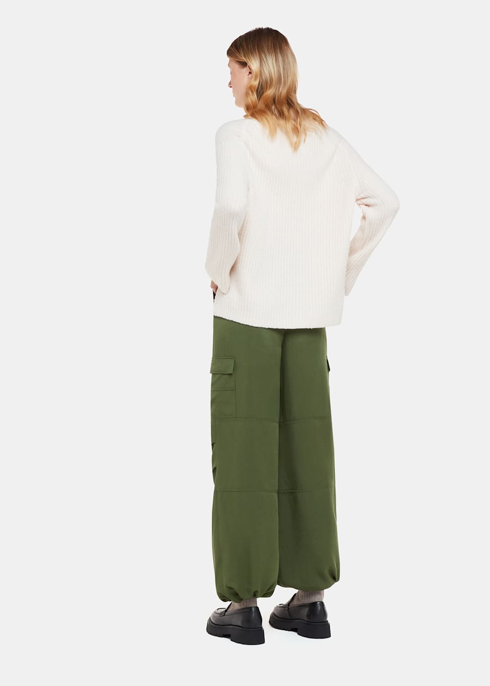 Khaki Grace Luxe Cargo Pant WHISTLES Whistles UK